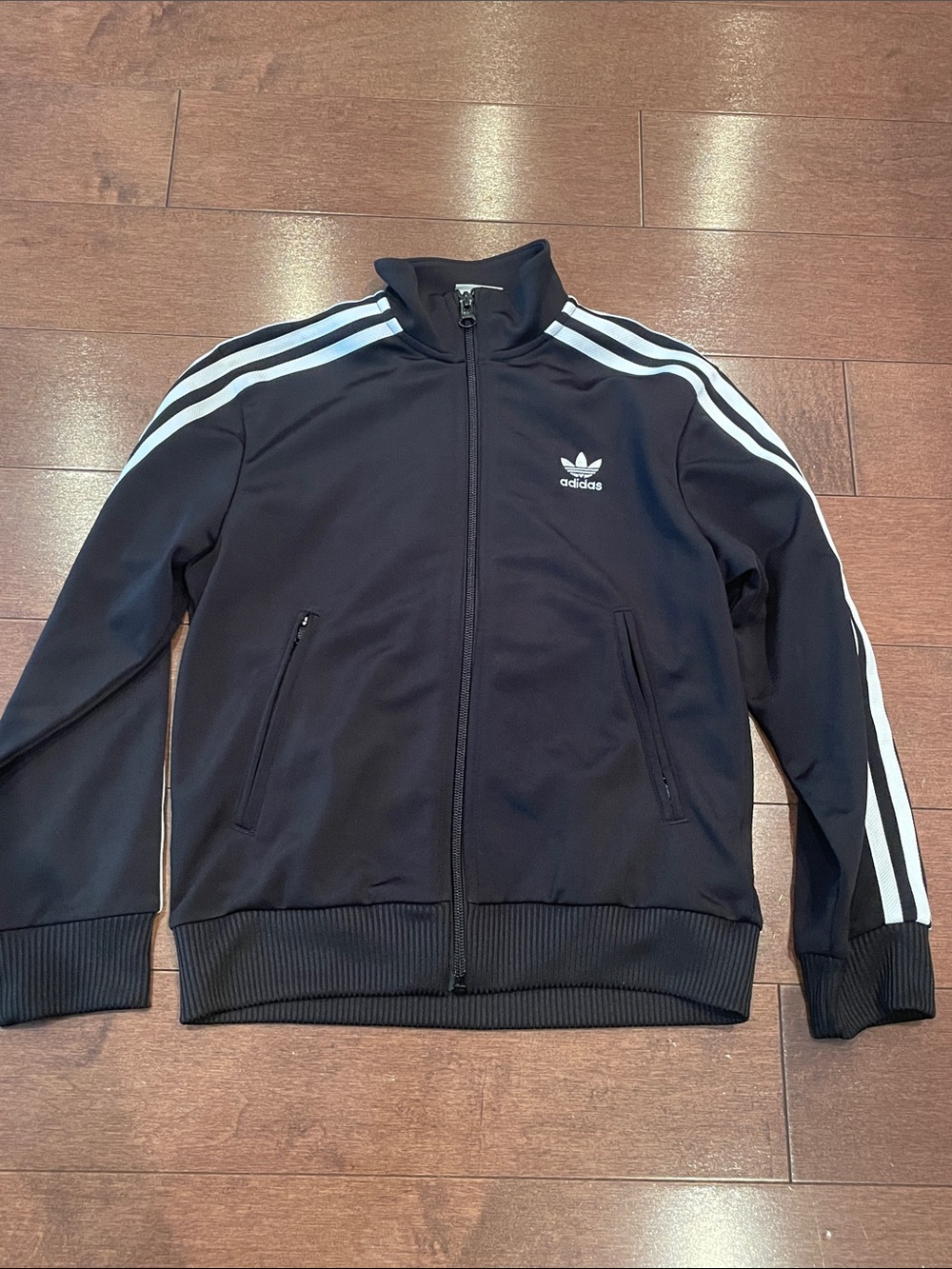 adidas Black Track Jacket with White 3-Stripe Detail